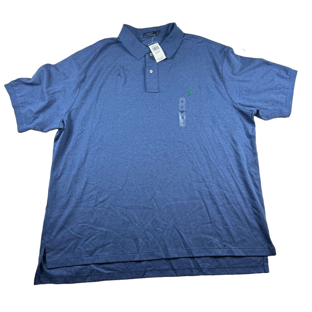 Polo Ralph Lauren Polo Shirt Men's 3XB Blue Heather Cotton Preppy Stretch NWT